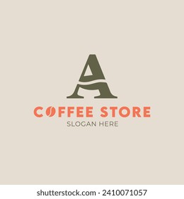 Coffee bean A letter logo | EPS file | Editable