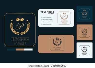COffee bean letter P logo | EPS format | Editable