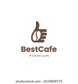 coffee bean and like logo combination. Drink and best symbol or icon. Best cafe logo concept