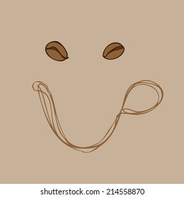 Coffee bean line draws design