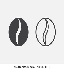 Coffee Bean Line Icon, Outline And Solid Vector Sign, Linear And Full Pictogram Isolated On White, Logo Illustration