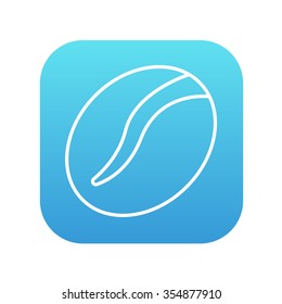 Coffee bean line icon for web, mobile and infographics. Vector white icon on the blue gradient square with rounded corners isolated on white background.