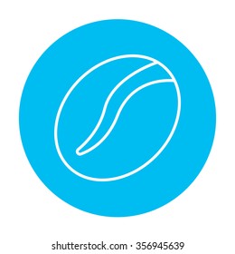Coffee bean line icon for web, mobile and infographics. Vector white icon on the light blue circle isolated on white background.