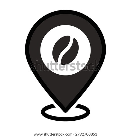 Coffee bean location marker map pin icon with location navigation minimalist caffeine beverage destination