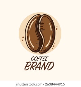 Coffee bean logo with "Coffee Brand" text, ideal for beverage company branding, coffee shops, or product labels.