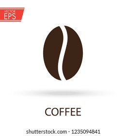 Coffee bean logo. Cafe breakfast fresh drink and food illustration. Aromatic espresso aromatic sign. Black natural coffee seed emblem. Hot cappuccino label.
