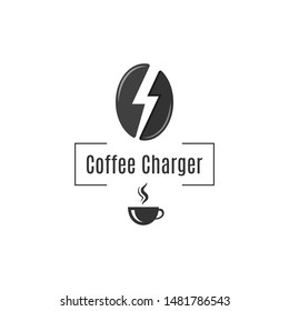 Coffee bean logo. Coffee cup energy concept on white background