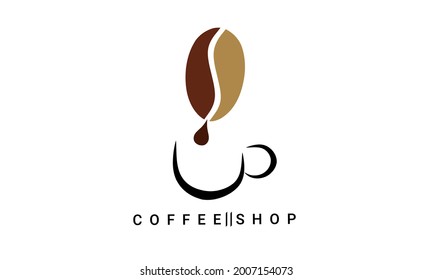 Coffee bean logo and coffee cup icon design template. Coffee shop labels. With a white background