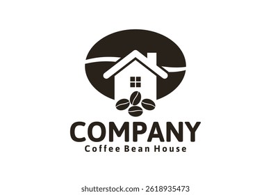 coffee bean logo design with house, logo inspiration