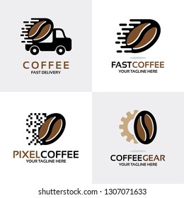 Coffee Bean Logo Design Set Template Collection