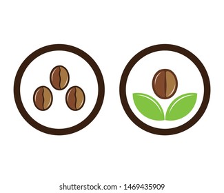 Coffee bean logo design template vector illustration. Isolated coffee beans on white background