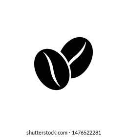 Coffee bean logo design template. Vector black grain icon. Simple caffeine symbol illustration background