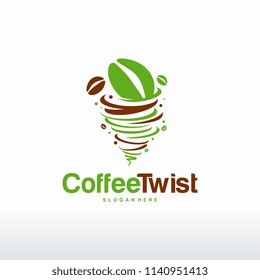 Coffee bean logo designs concept vector, Coffee twist logo template vector