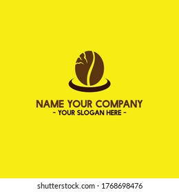 Coffee bean logo flat design vector