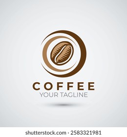 coffee bean logo flat icon design template