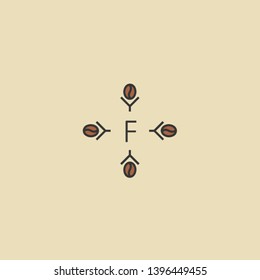 Coffee bean logo with geometric design