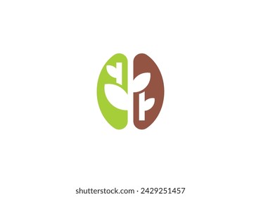 coffee bean logo. leaf tree coffee farming symbol icon design