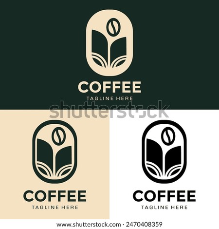 the coffee bean logo with coffee leaves is simple and elegant