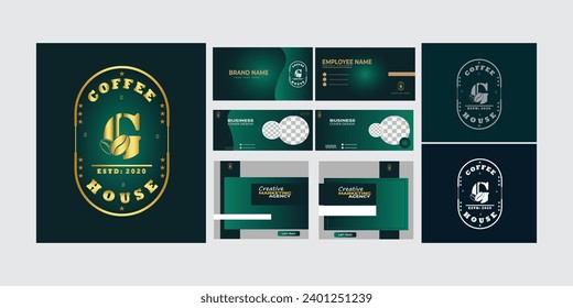 Coffee bean logo luxury G Letter design template elements - vector sign. G Letter logo for business card, social post, cover photo corporate identity. 