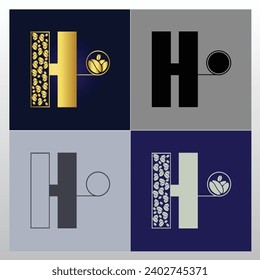 Coffee bean logo. luxury H Letter design with coffee bean pattern  elements - vector sign. H Letter logo for corporate identity.