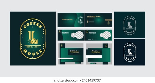 Coffee bean logo luxury L Letter design template elements - vector sign. L Letter logo for business card, social post, cover photo corporate identity. 
