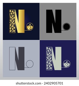 Coffee bean logo. luxury N Letter design with coffee bean pattern  elements - vector sign. N Letter logo for corporate identity.