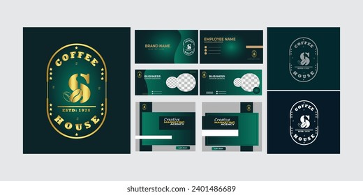 Coffee bean logo luxury S Letter design template elements - vector sign. S Letter logo for business card, social post, cover photo corporate identity.