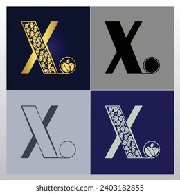 Coffee bean logo. luxury X Letter design with coffee bean pattern  elements - vector sign. X Letter logo for corporate identity.