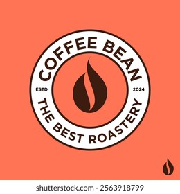 Coffee Bean logo. Signboard with  letters in circle. Cafe,  coffee shop emblem.