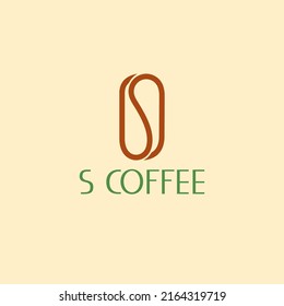 Coffee bean logo simple. S letter logo. S letter and coffee bean logo.