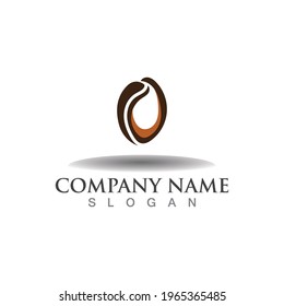 Coffee Bean logo template. Creative vector design idea illustration forum