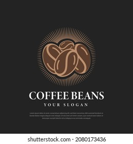 Coffee bean logo coffee vector illustration Design template, black background emblem