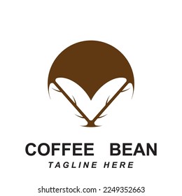 coffee bean logo vector with slogan template