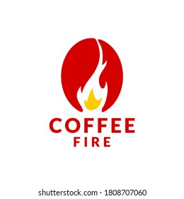 coffee bean logo white a fire in the inside
