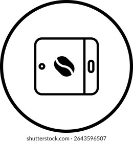 Coffee bean logo within a minimalist frame, circle, and modern design, and a fresh look