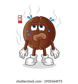 mascota de batería baja de judías de café. vector de dibujos animados