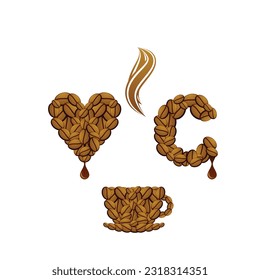 coffee bean making heart cup C
