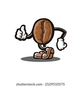 Coffee Bean Mascot Cartoon Character Vector Art Isolated. Best for Food and Beverage Icon Related Industry