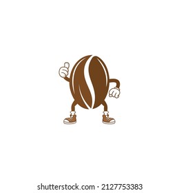 Coffee bean mascot cartoon cute coffee bean mascot character vector illustration