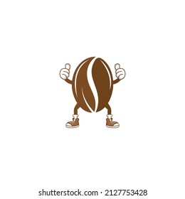 Coffee bean mascot cartoon cute coffee bean mascot character vector illustration