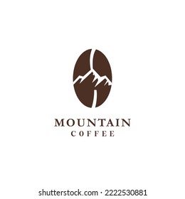 Coffee Bean Mountain Logo Design Vector 