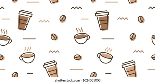 coffee bean mug cup memphis seamless pattern white background wallpaper download