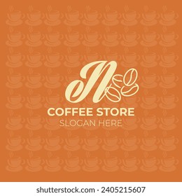 Coffee bean N letter logo | EPS format | Editable