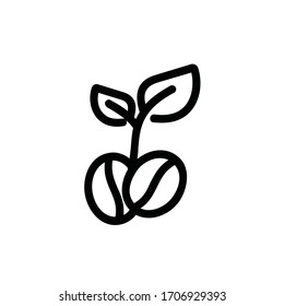 coffee bean natural, stylized vector icon