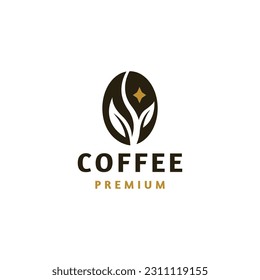 Coffee bean nature logo icon design template flat vector