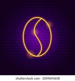 Coffee Bean Neon Sign. Vector Illustration of Drink Promotion.