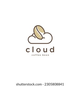 Coffee bean on the cloud logo design vector icon illustration