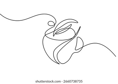 Coffee bean one line art drawing in minimal outline style isolated vector modern illustration