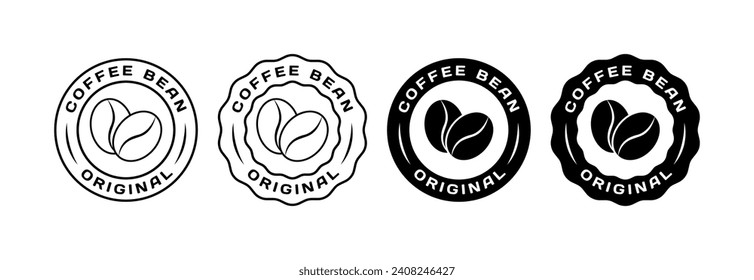 Coffee bean original stamps. Linear, coffee bean icons, coffee bean original stamps. Vector icons