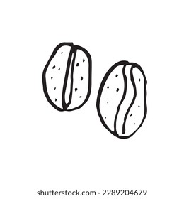 Coffee bean outline, hand drawing style vector illustration